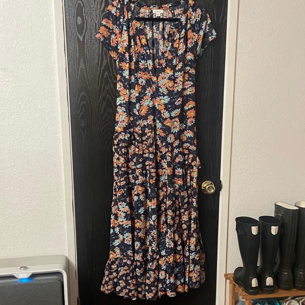 Sundance pretty Petals Blue, Pink, And Orange Floral Maxi Dress Size Small